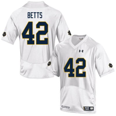 Notre Dame Fighting Irish Men's Stephen Betts #42 White Under Armour Authentic Stitched College NCAA Football Jersey NEV2199DQ